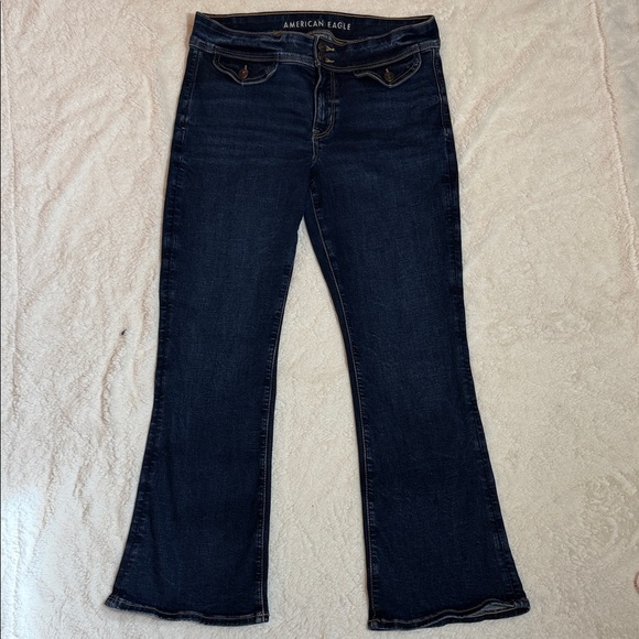 American Eagle Outfitters Denim - American Eagle Kick Boot Jeans Dark Wash Flap Pocket Bootcut Size 8 Short
